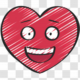 Heart Emoji - Smiling Cartoon Red Heart Design Transparent PNG