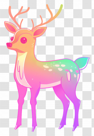 Christmas Reindeer - Rainbow-Colored Cartoon Deer Illustration Transparent PNG