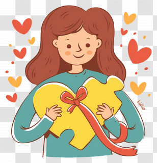 Woman Holding Puzzle Piece - Girl Holding Puzzle Heart Transparent PNG