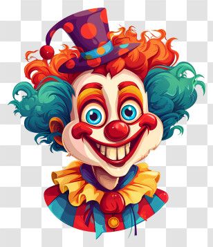 Clown - Colorful Clown Face In Cartoon Style Transparent PNG
