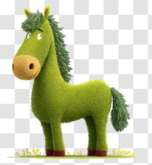 Mossy Horse - Green Horse With Cartoon Style Transparent PNG