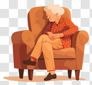 Tired Old Woman - Elderly Woman Relaxing On Armchair Transparent PNG