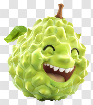 3d Cartoon Fruit - Smiling Green Fruit Cartoon Character Transparent PNG