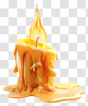 Burning Candle - Melting Candle With Dripping Wax Transparent PNG