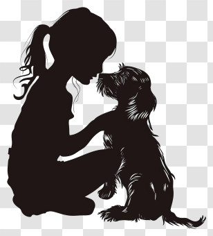Dog Silhouette - Girl And Dog Silhouette Transparent PNG