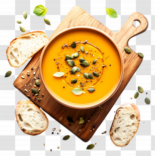 Pumpkin Soup - Pumpkin Soup With Bread And Seeds Transparent PNG