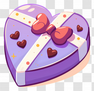 Chocolate Hearts - Heart-shaped Gift Box With Ribbon Transparent PNG