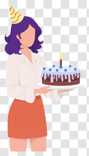 Woman Holding Birthday Cake - Woman Holding Birthday Cake Transparent PNG