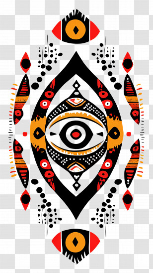African Art - Tribal Eye Pattern With Colorful Design Transparent PNG