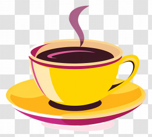 Coffee Cup - Yellow Steaming Coffee Cup Illustration Transparent PNG