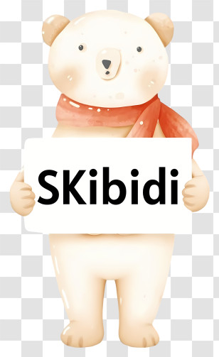 Skibidi - White Bear Holding Skibidi Sign Transparent PNG