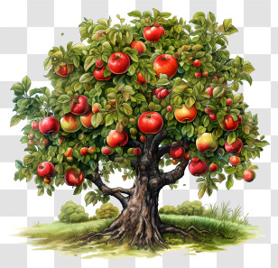 Fruit Tree - Apple Tree With Red Fruits Illustration Transparent PNG