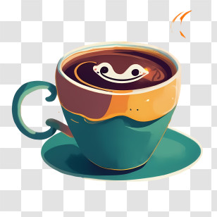 Cartoon Coffee Cup - Steaming Coffee Artwork In Green Cup Transparent PNG