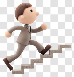 Boy Climbing Stairs - Businessman Climbing Stairs Transparent PNG