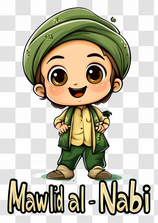 Mawlid Al Nabi - Cartoon Boy Celebrating Mawlid Al-Nabi Transparent PNG