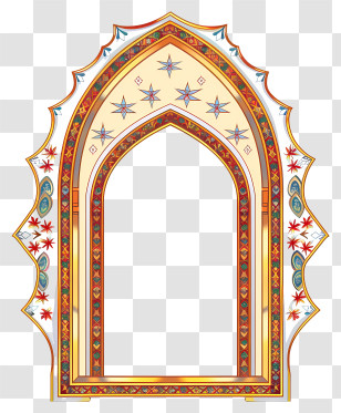 Islamic Frame - Colorful Ornate Arched Window Design Transparent PNG