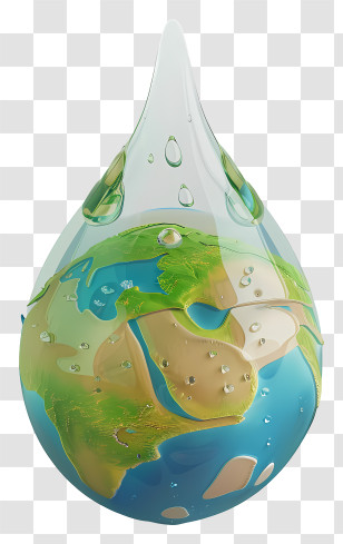 World Water Day - Earth Encased In Water Drop Transparent PNG
