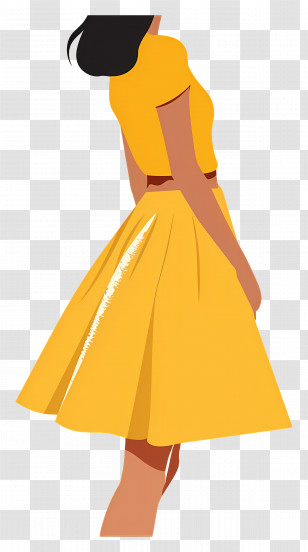Skirt - Elegant Woman In Yellow Dress Transparent PNG