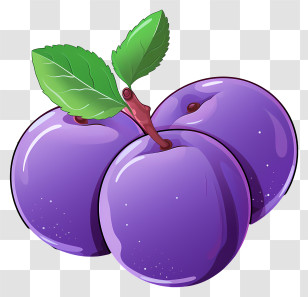 Doodle Style Plum - Fresh And Juicy Purple Plums Illustration Transparent PNG