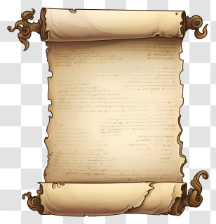 Doodle Style Vintage Paper Scroll - Ancient Scroll With Text Transparent PNG