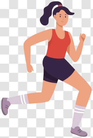 Woman Runner - Cartoon Woman Running In Sportswear Transparent PNG