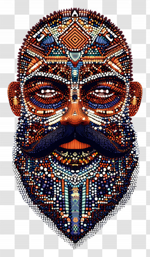 African Artist - Mosaic Face Art Transparent PNG