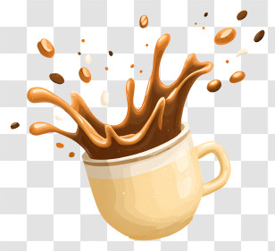 Splash Of Milk Coffee - Dynamic Coffee Splash In Cup Transparent PNG