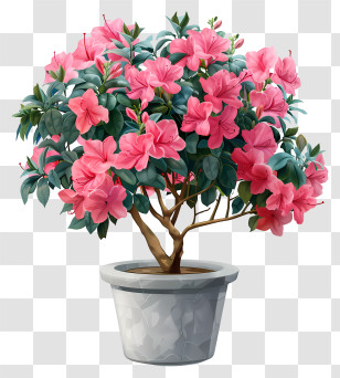 Azalea Plant - Potted Plant With Pink Flowers Transparent PNG