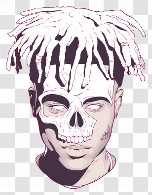 Xxxtentacion - Half Skull Face Art Transparent PNG