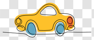 Cartoon Car - Yellow Doodle Car In Simple Art Style Transparent PNG