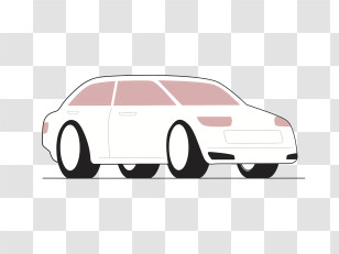 Icon - Simplistic White Car Illustration Transparent PNG