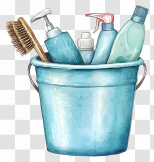 Cleaning Supplies - Cleaning Supplies In Blue Bucket Transparent PNG