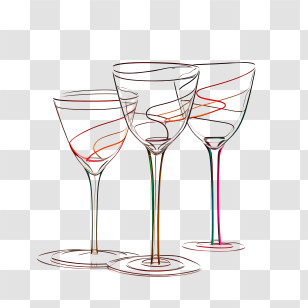 Champagne Glass - Colorful Wine Glass Outline Transparent PNG