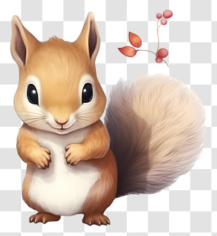 Squirrel Baby Emoji - Cute Cartoon Squirrel With Fluffy Tail Transparent PNG