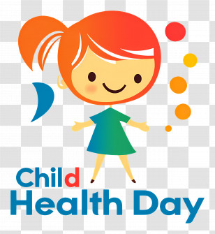 Child Health Day - Colorful Girl Illustration For Child Health Day Transparent PNG
