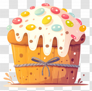 Easter Cake - Cupcake Decorated With Icing And Colorful Candies Transparent PNG