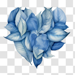 Blue Leaves - Beautiful Blue Leaves In Heart Shape Transparent PNG