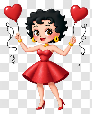 Betty Boop Valentines Day - Glamorous Woman With Heart Balloons Transparent PNG