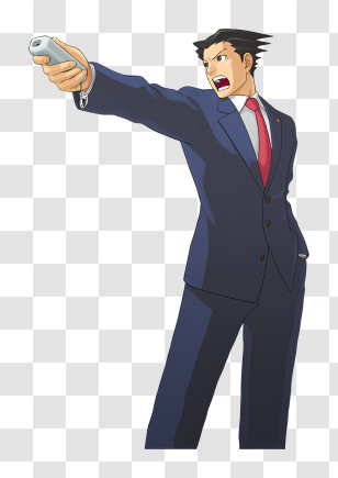 Phoenix Wright - Determined Lawyer In Courtroom Transparent PNG