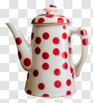 Porcelain Teapot - Red And White Polka Dot Teapot Transparent PNG