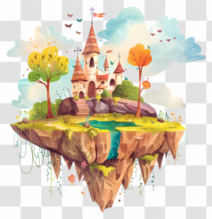 Floating Island - Floating Castle On Island Transparent PNG
