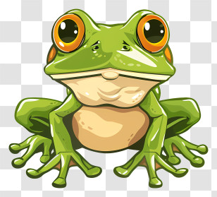 Cartoon Frog - Cartoon Green Frog With Big Eyes Illustration Transparent PNG