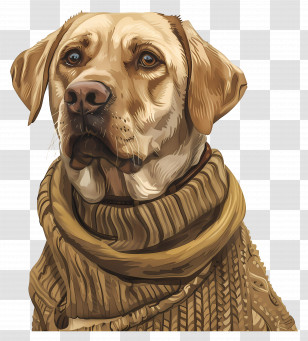 Labrador In Sweater - Dog Wearing A Cozy Sweater Illustration Transparent PNG
