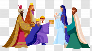 Christmas Nativity Scene - Three Wise Men Offering Gifts Transparent PNG