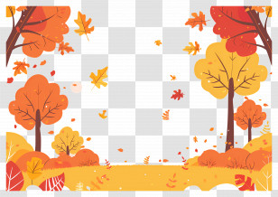 Autumn Background - Autumn Forest Illustration With Falling Leaves Transparent PNG