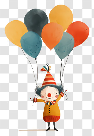 Clown With Balloons - Clown Holding Colorful Balloons Transparent PNG