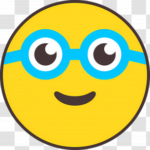Nerd Emoji - Nerdy Emoji With Blue Glasses Transparent PNG