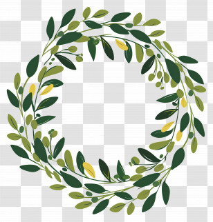 Olive Wreath - Green Leaf Wreath Decoration Transparent PNG