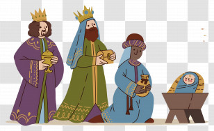 Christmas Nativity Scene - Three Wise Men With Gifts Transparent PNG