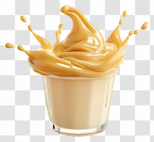 Condensed Milk - Creamy Caramel Splash In Glass Illustration Transparent PNG